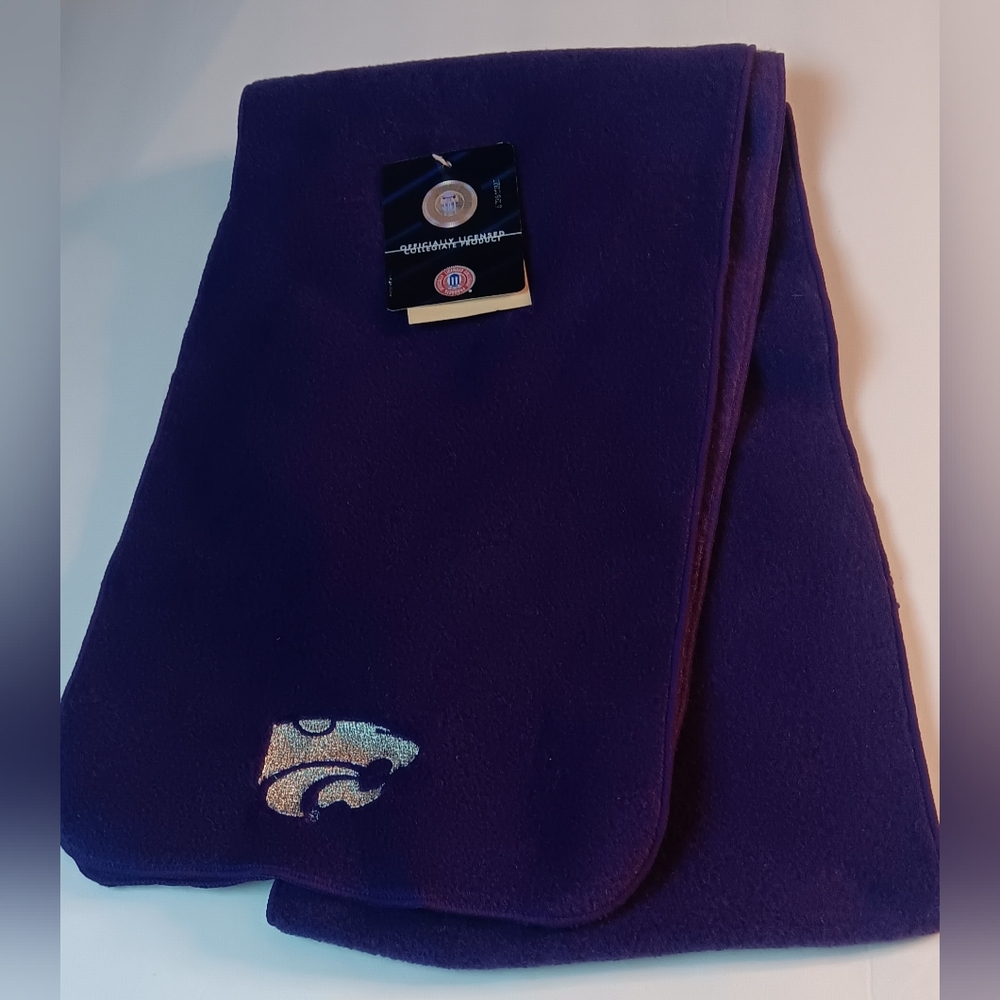 KANSAS STATE UNIVERSITY WILDCATS NCAA One Size, 56" Fleece,Scarf, PURPLE.